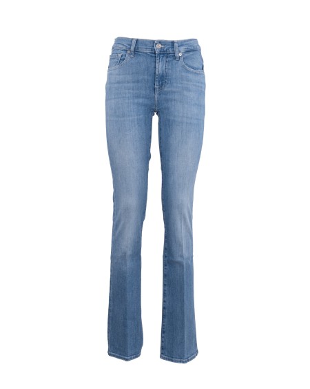 Shop SEVEN  Jeans: Seven jeans a zampa.
Vestibilità slim.
Gamba svasata.
Vita media.
Chiusura con cerniera.
5 Bags.
Cuciture a contrasto.
Lavaggio: Bloom.
Toppa con logo.
Composizione: 97% cotton / 3% elastane.
Made in Tunisia.. BOOTCUT JSWBC120BO-LIGHT BLUE